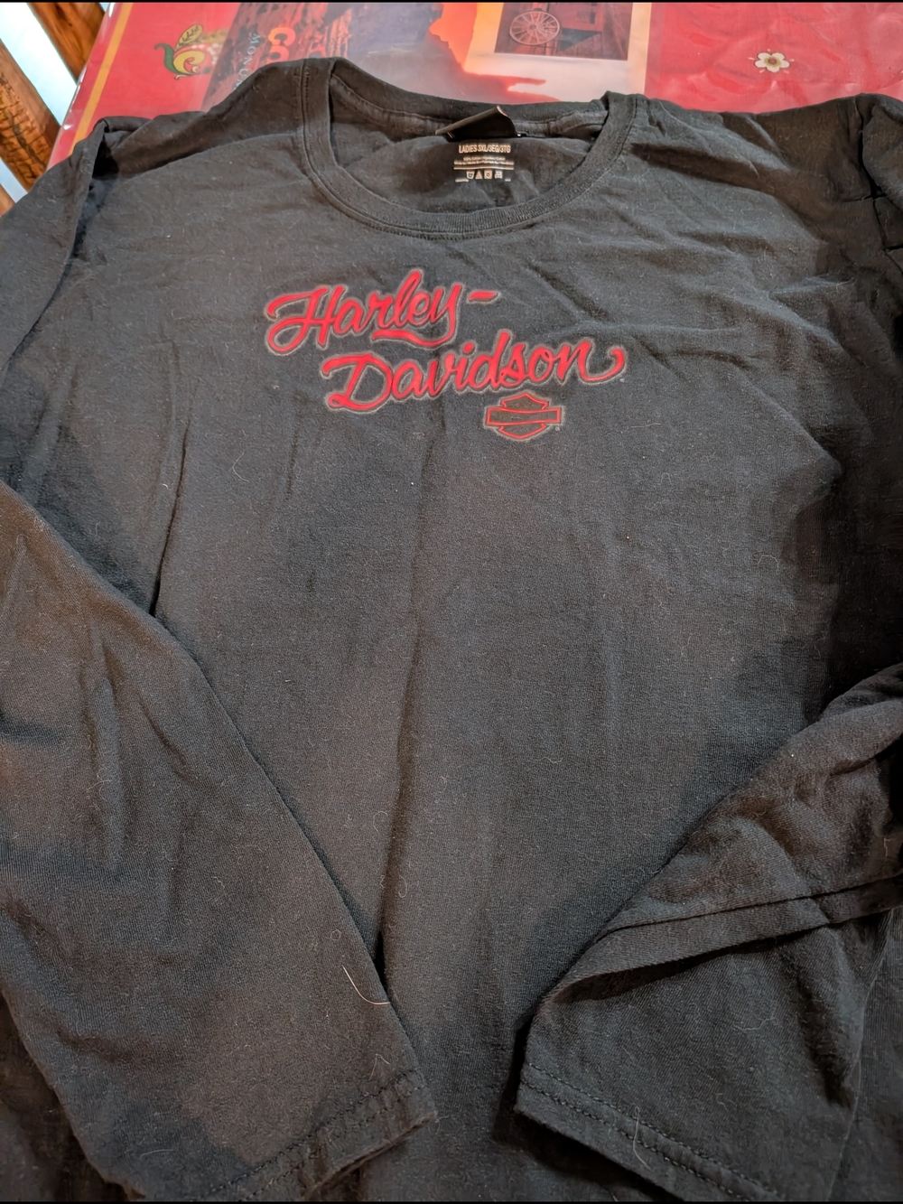 Harley-Davidson Black Long Sleeve Tee with Red Script